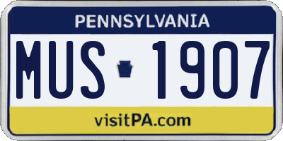 PA license plate MUS1907