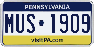 PA license plate MUS1909