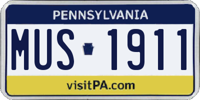 PA license plate MUS1911