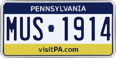 PA license plate MUS1914