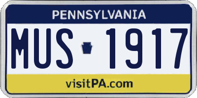 PA license plate MUS1917