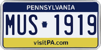 PA license plate MUS1919