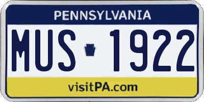 PA license plate MUS1922