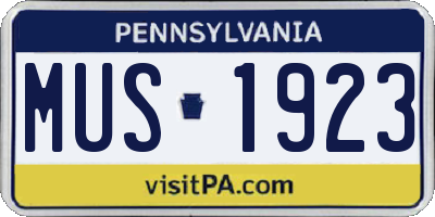 PA license plate MUS1923