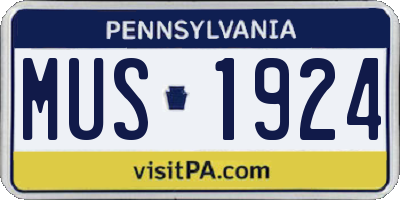 PA license plate MUS1924