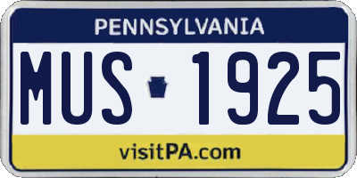PA license plate MUS1925