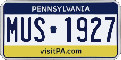 PA license plate MUS1927
