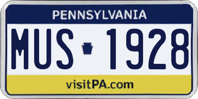 PA license plate MUS1928