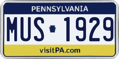 PA license plate MUS1929