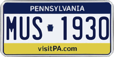 PA license plate MUS1930