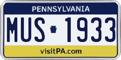 PA license plate MUS1933