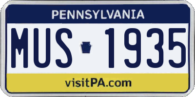 PA license plate MUS1935
