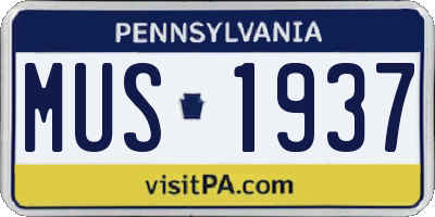 PA license plate MUS1937