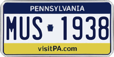 PA license plate MUS1938