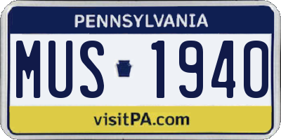 PA license plate MUS1940