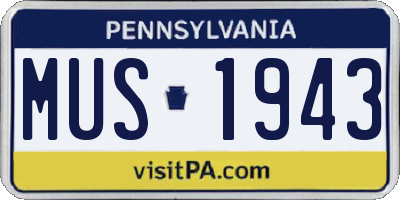 PA license plate MUS1943