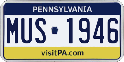 PA license plate MUS1946