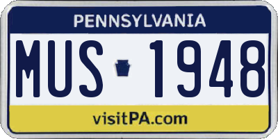 PA license plate MUS1948
