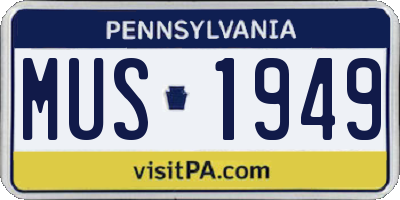PA license plate MUS1949