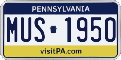 PA license plate MUS1950