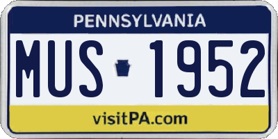 PA license plate MUS1952