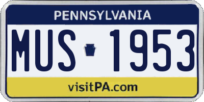 PA license plate MUS1953