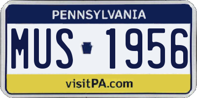 PA license plate MUS1956