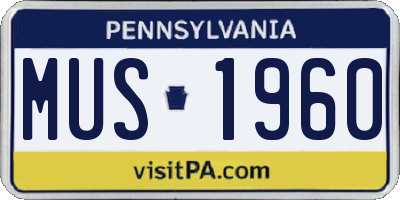 PA license plate MUS1960