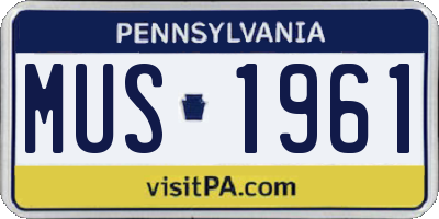 PA license plate MUS1961