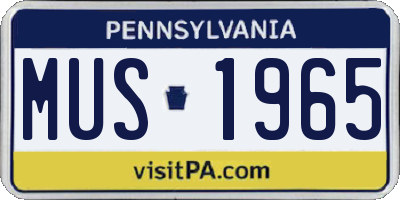PA license plate MUS1965