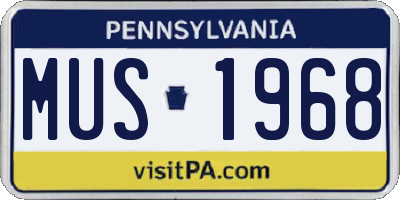 PA license plate MUS1968