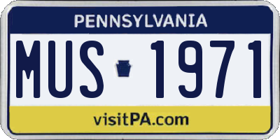 PA license plate MUS1971