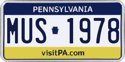 PA license plate MUS1978