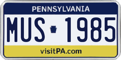 PA license plate MUS1985