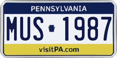 PA license plate MUS1987