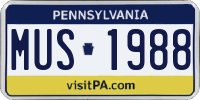 PA license plate MUS1988
