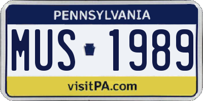 PA license plate MUS1989