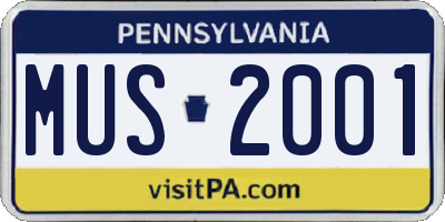 PA license plate MUS2001
