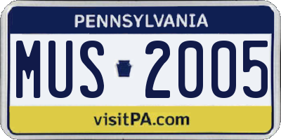 PA license plate MUS2005