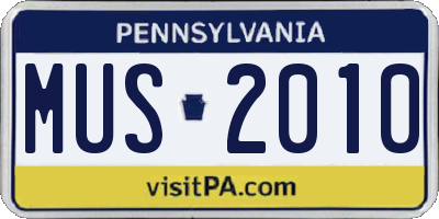 PA license plate MUS2010