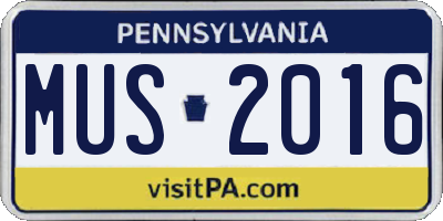 PA license plate MUS2016