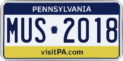 PA license plate MUS2018