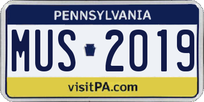 PA license plate MUS2019