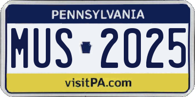 PA license plate MUS2025