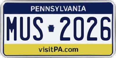PA license plate MUS2026