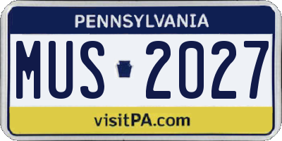 PA license plate MUS2027