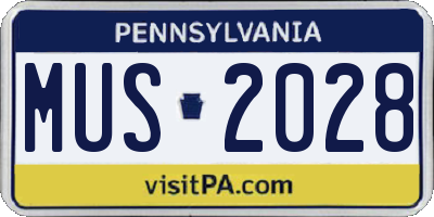 PA license plate MUS2028
