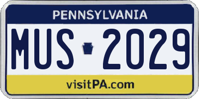 PA license plate MUS2029