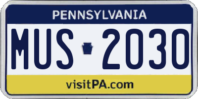 PA license plate MUS2030