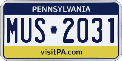 PA license plate MUS2031